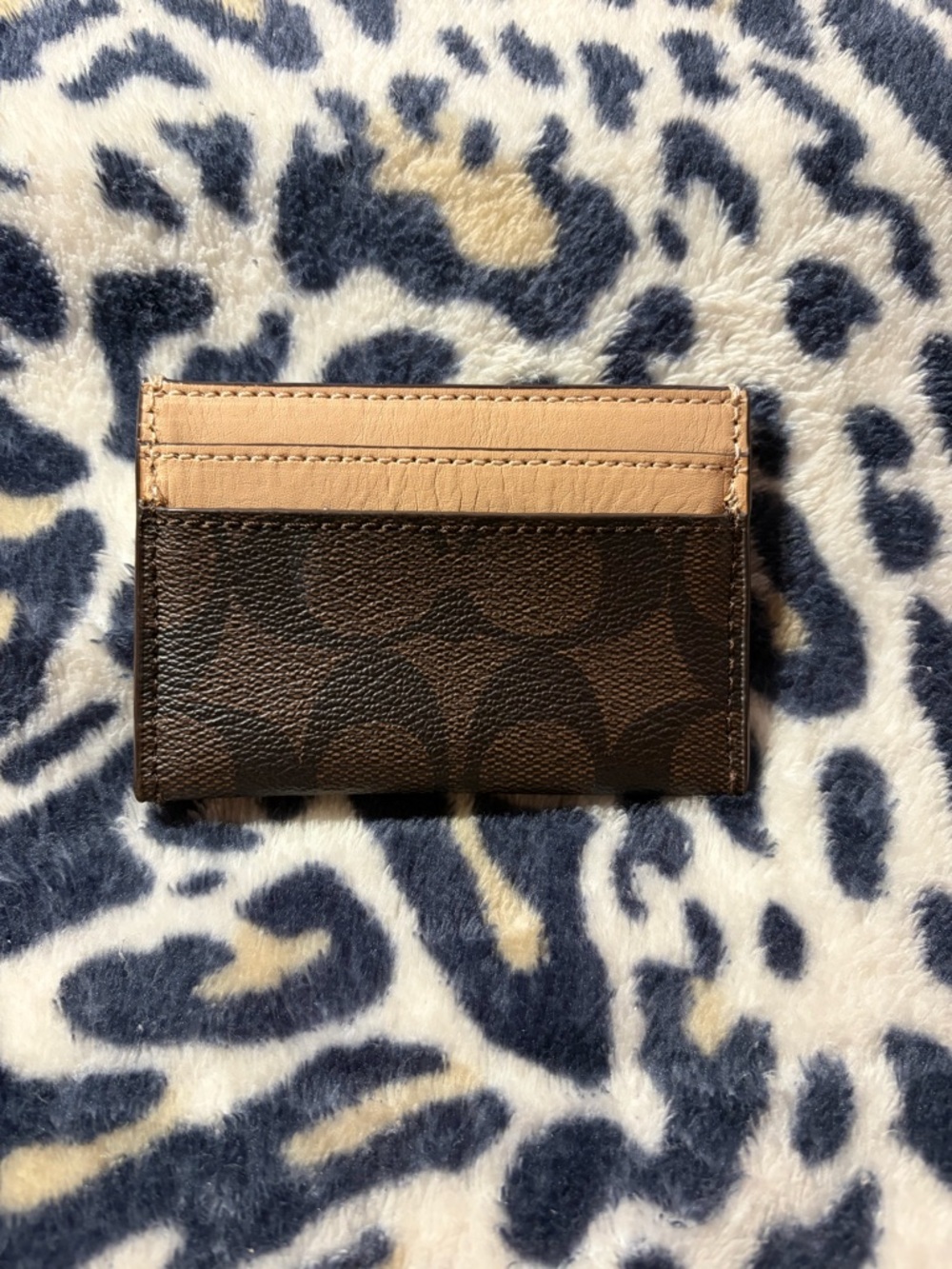 Coach Brown Signature Card Case with Tan Topstitch - Picture 2 of 3